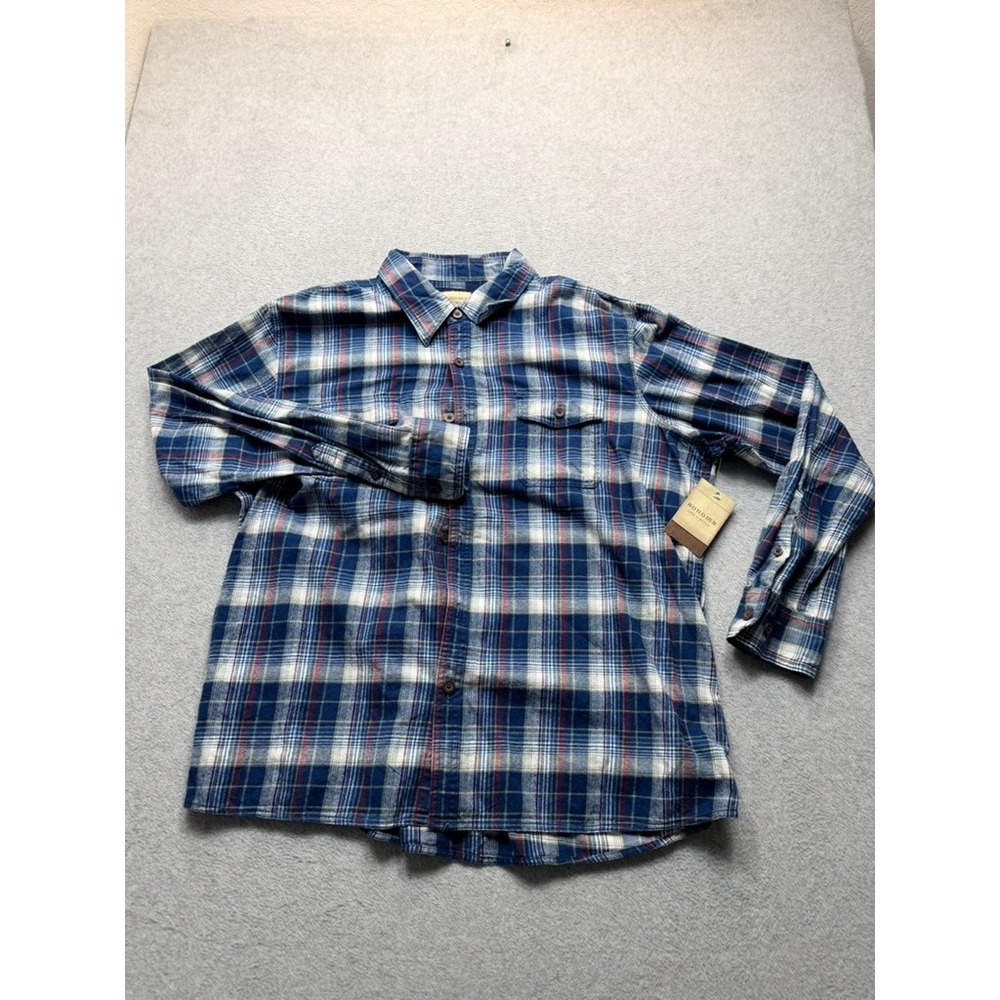 Sonoma‎ Goods for Life Mens XXL Blue Plaid Flannel Long Sleeve Button Down Shirt